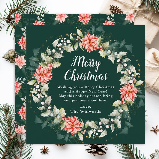 Red Poinsettia Wreath Frohe Weihnachten