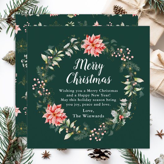 Red Poinsettia Wreath Frohe Weihnachten