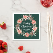 Red Poinsettia Wreath Frohe Weihnachten Serviette (Beispiel)