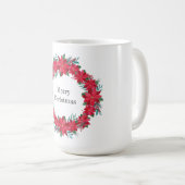 Red Poinsettia Wreath Kaffeetasse (VorderseiteRechts)