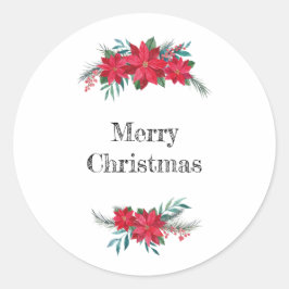 Red Poinsettia Wreath Runder Aufkleber