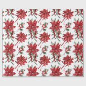 Red Poinsettias and Bows Geschenkpapier (Flach)
