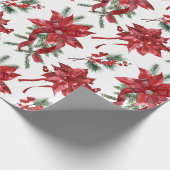 Red Poinsettias and Bows Geschenkpapier (Ecke)