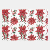 Red Poinsettias and Bows Geschenkpapier Set (Vorderseite)