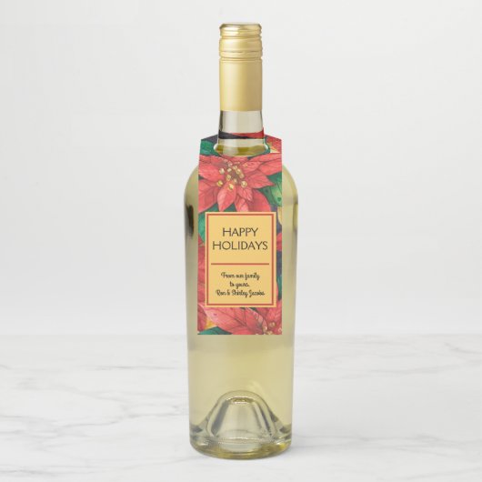 Red Poinsettias Christmas Floral Flaschenanhänger (Auf Flasche)