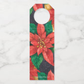 Red Poinsettias Christmas Floral Flaschenanhänger (Rückseite)