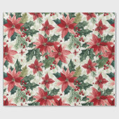 Red Poinsettias Christmas Geschenkpapier (Flach)