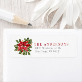 Red Poinsettias Christmas Holiday Return Address