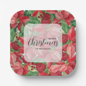 Red Poinsettias Christmas Pappteller (Vorderseite)