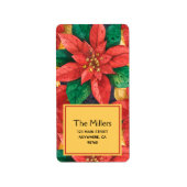 Red Poinsettias Christmas Rücksendeadresse Adressaufkleber (Vorne)