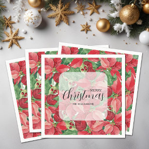 Red Poinsettias Christmas Serviette