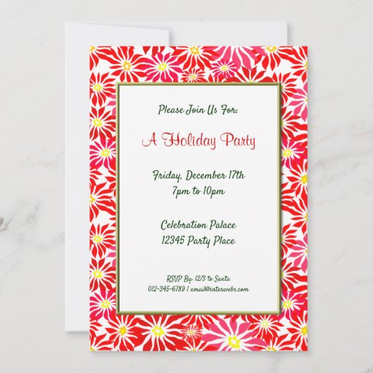 Red Poinsettias Editable Holiday 12x18 Einladungen (Vorderseite)