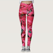 Red Poinsettias Festlicher Urlaub Leggings (Vorderseite)