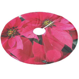 Red Poinsettias Fleece Weihnachtsbaumdecke