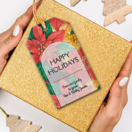 Red Poinsettias Floral Christmas Geschenkanhänger