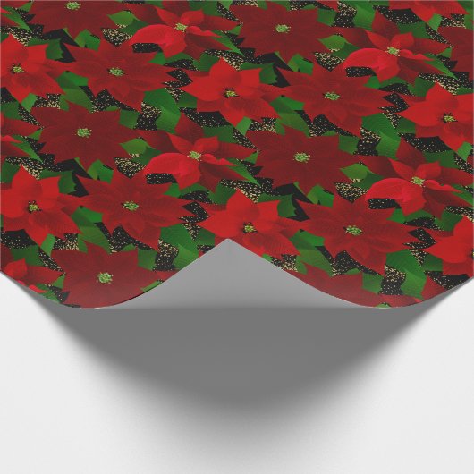 Red Poinsettias Geschenkpapier (Ecke)