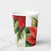 Red Poinsettias Holly Weihnachten Blumenurlaub Pappbecher (Rechts)