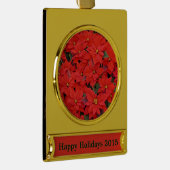 Red Poinsettias I Christmas Holiday Floral Foto Banner-Ornament Gold (Rechts)