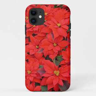 Red Poinsettias I Christmas Holiday Floral Foto iPhone 11 Hülle