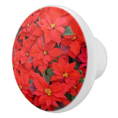 Red Poinsettias I Christmas Holiday Floral Foto Keramikknauf (Rechts)