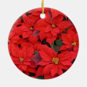 Red Poinsettias I Christmas Holiday Floral Foto Keramikornament (Hinten)
