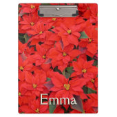 Red Poinsettias I Christmas Holiday Floral Foto Klemmbrett (Vorderseite)