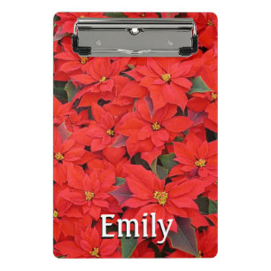 Red Poinsettias I Christmas Holiday Floral Foto Mini Klemmbrett