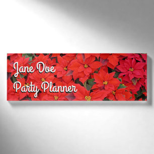Red Poinsettias I Christmas Holiday Floral Foto Namenschild