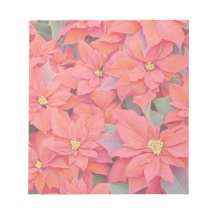 Red Poinsettias I Christmas Holiday Floral Foto Notizblock