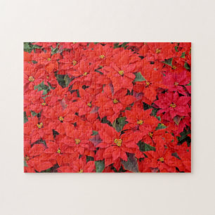 Red Poinsettias I Christmas Holiday Floral Foto Puzzle
