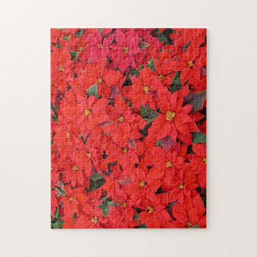 Red Poinsettias I Christmas Holiday Floral Foto Puzzle (Vertikal)