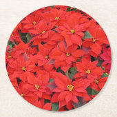 Red Poinsettias I Christmas Holiday Floral Foto Runder Pappuntersetzer (Vorderseite)