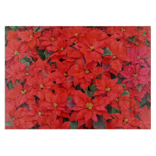 Red Poinsettias I Christmas Holiday Floral Foto Schneidebrett
