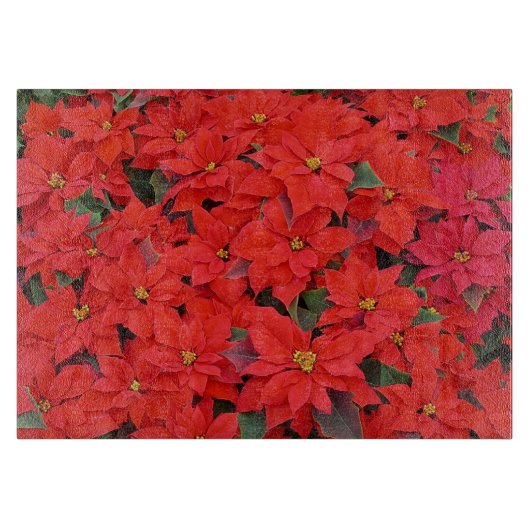 Red Poinsettias I Christmas Holiday Floral Foto Schneidebrett (Vorderseite)