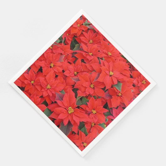 Red Poinsettias I Christmas Holiday Floral Foto Serviette (Ecke)