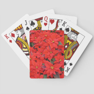 Red Poinsettias I Christmas Holiday Floral Foto Spielkarten