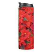 Red Poinsettias I Christmas Holiday Floral Foto Thermosbecher (Nach rechts gedreht)