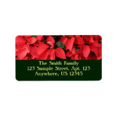 Red Poinsettias II Weihnachtsfeiertage Adressaufkleber (Vorne)