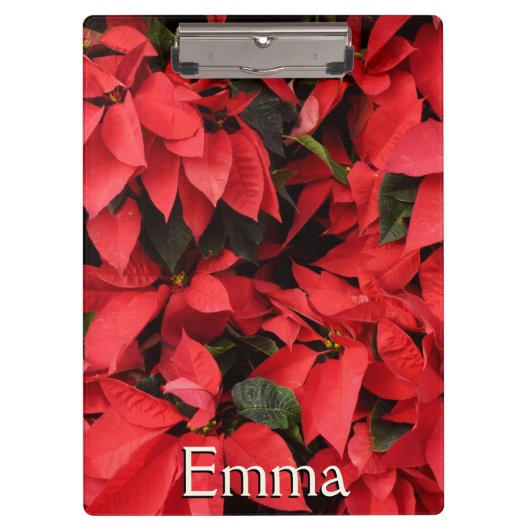 Red Poinsettias II Weihnachtsfeiertage Klemmbrett (Vorderseite)