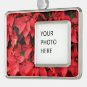 Red Poinsettias II Weihnachtsfeiertage Rahmen-Ornament Silber (Links)