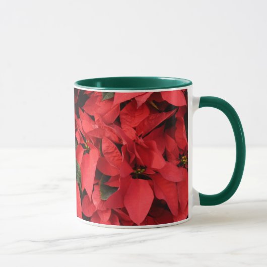 Red Poinsettias II Weihnachtsfeiertage Tasse (Rechts)