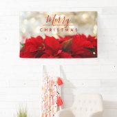 Red Poinsettias mit Golden Bokeh Frohe Weihnachten Banner (Insitu)