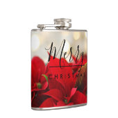 Red Poinsettias mit Golden Bokeh Weihnachten Flachmann (Rechts)