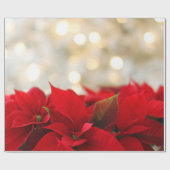 Red Poinsettias mit Golden Bokeh Weihnachten Geschenkpapier (Flach)