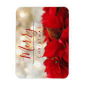 Red Poinsettias mit Golden Bokeh Weihnachten Magnet (Vertikal)