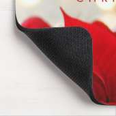 Red Poinsettias mit Golden Bokeh Weihnachten Mousepad (Ecke)