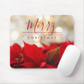 Red Poinsettias mit Golden Bokeh Weihnachten Mousepad (Mit Mouse)