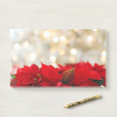 Red Poinsettias mit Golden Bokeh Weihnachten Post-it Klebezettel (Auf Schreibtisch)