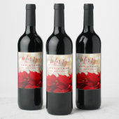 Red Poinsettias mit Golden Bokeh Weihnachten Weinetikett (Flaschen)