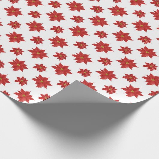 Red Poinsettias on White Geschenkpapier (Ecke)
